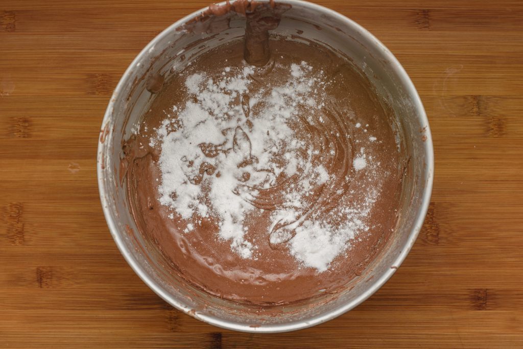 Flour butter eggs buttermilk baking powder baking soda cocoa pow